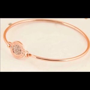Michael KORS Rose Gold pave Swarovski crystal round logo cuff bangle BRACELET